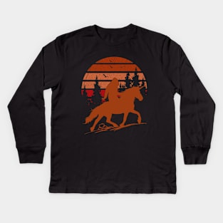 Retro Bigfoot riding unicorn Kids Long Sleeve T-Shirt